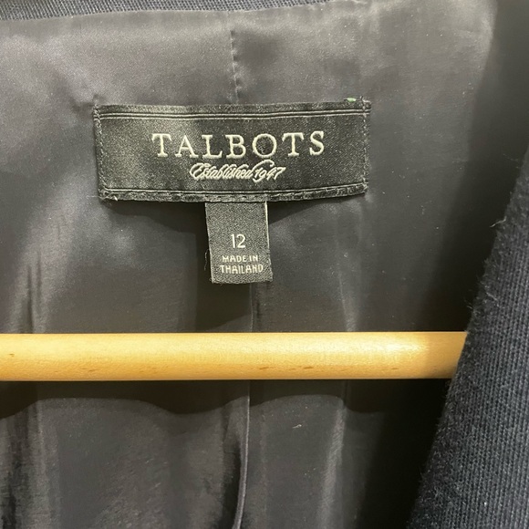 Talbots Navy Blue Blazer Jacket w/ Crest Preppy Equestrian Size 12 Kate Fit - Picture 5 of 14